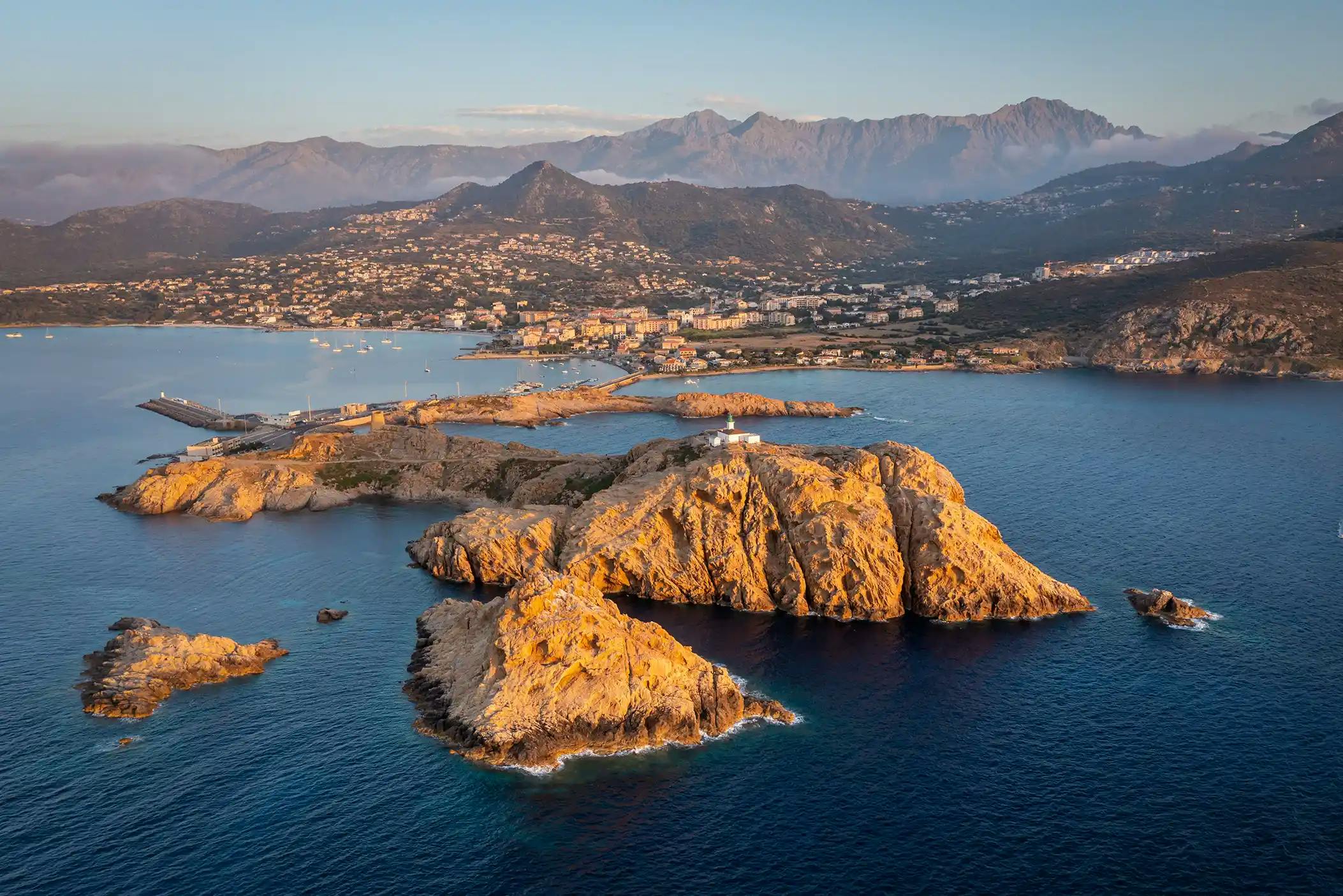Aerial view of L'Île-Rousse, Corsica, France