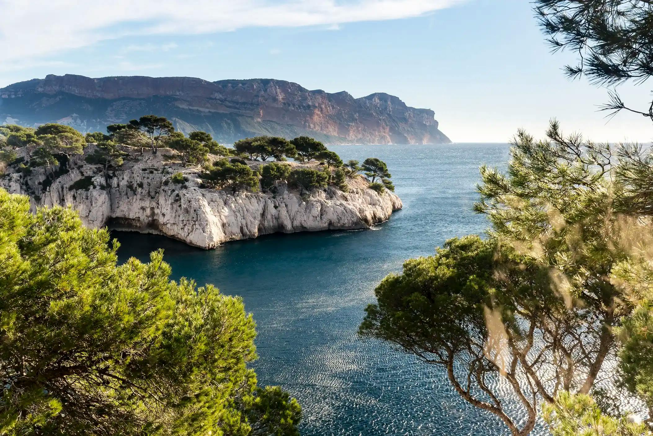 Scenic View Of Calanque And The Mediterranean Sea.