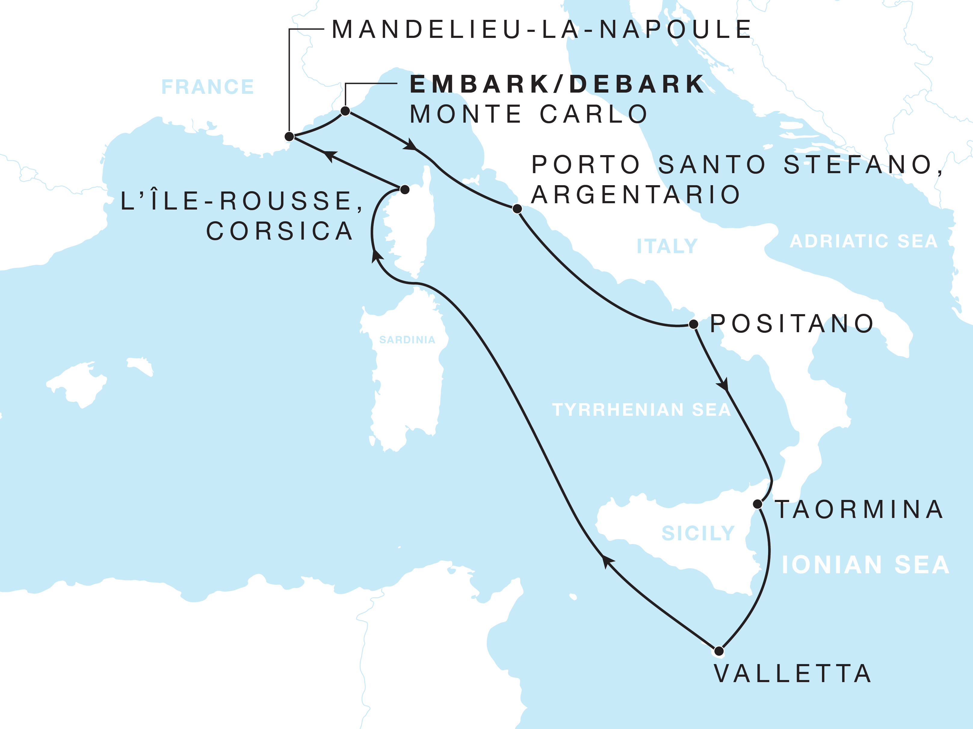 Mobile map view of voyage feat Argentario and LIlleRousse