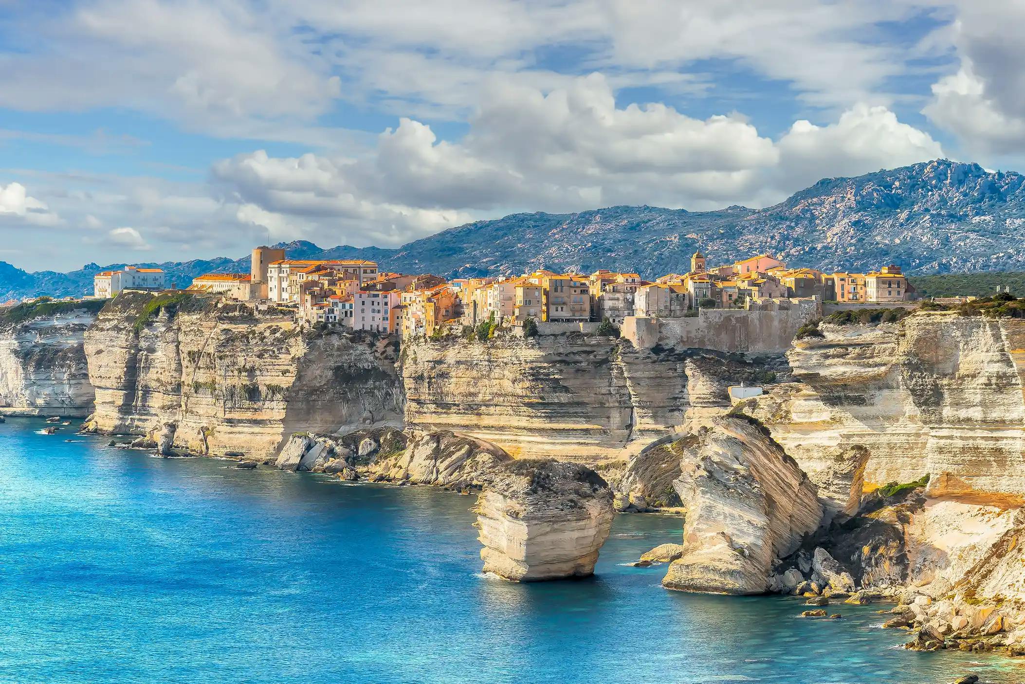 Coastal view of Bonifacio, Corsica, France