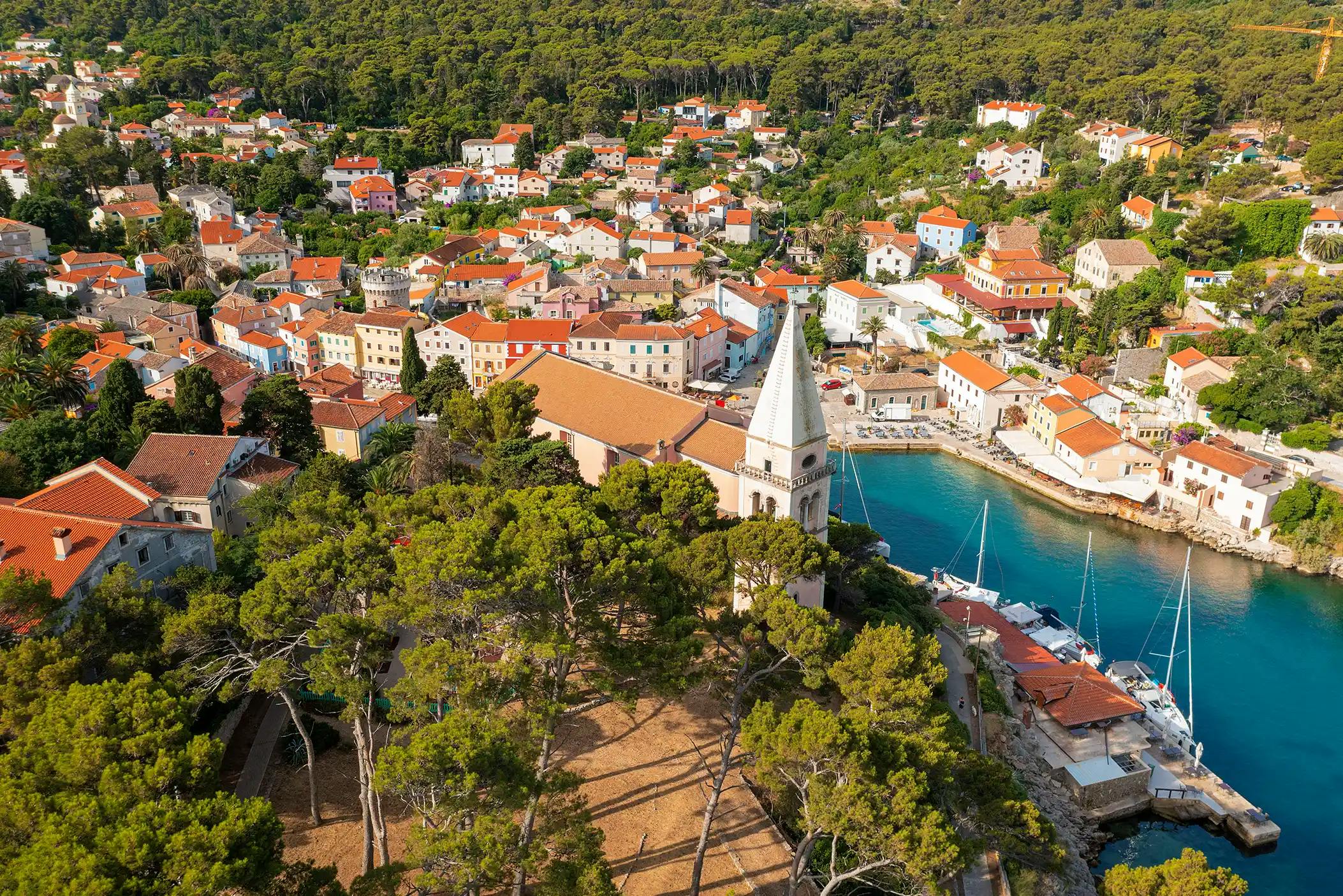 Aerial view of Mali Lošinj, Croatia