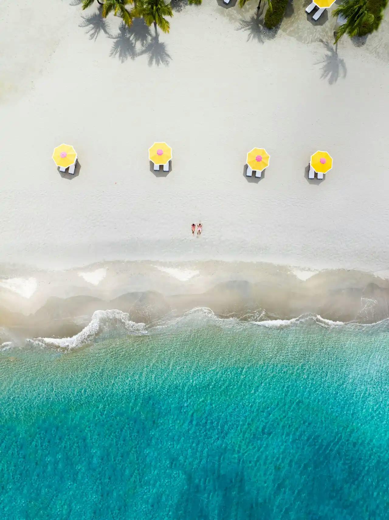 Four Seasons Nevis Resort beach view. 