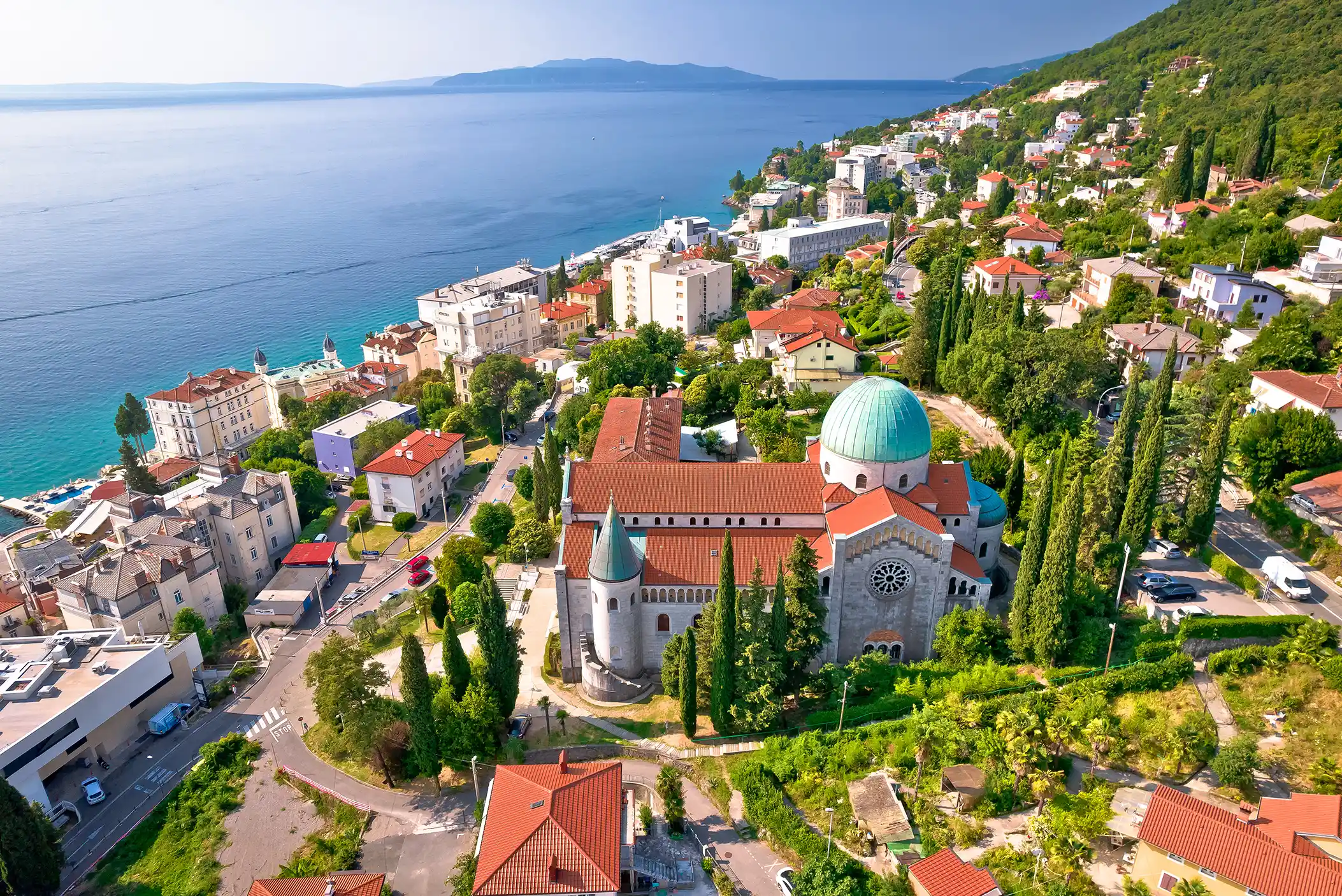 Aerial city view of Opatija, Croatia