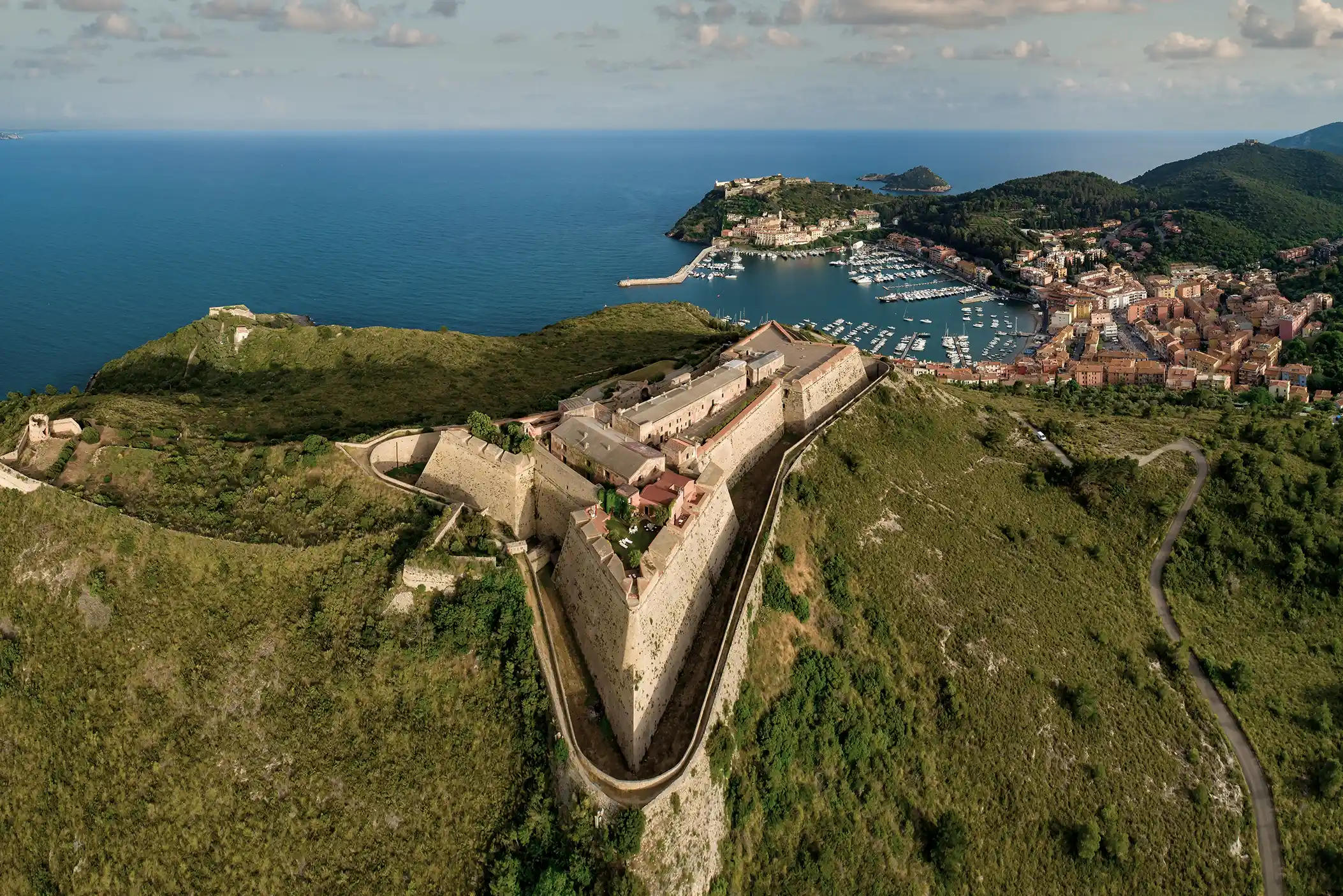 Aerial view of Porto Ercole, Argentario, Italy
